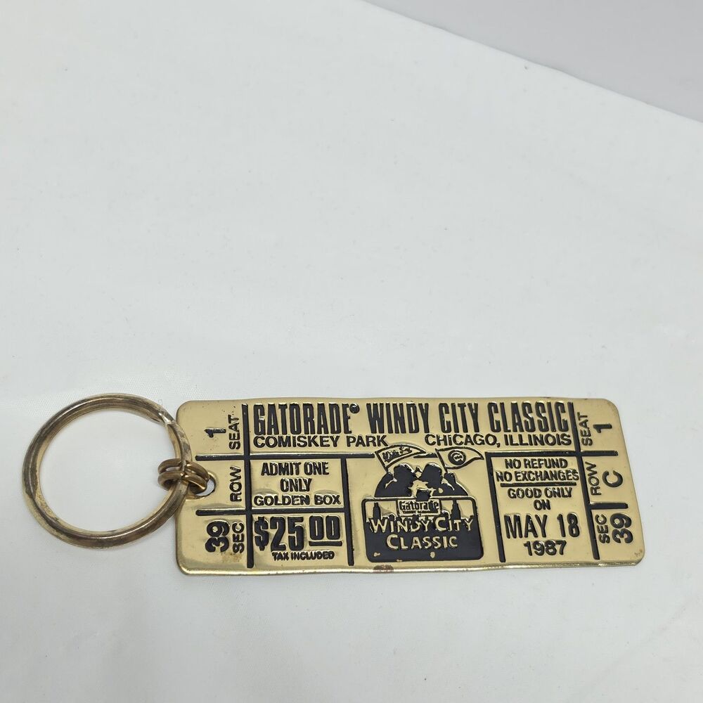 1987 Chicago White Sox Cubs Golden Ticket Key Chain Windy City Classic Gatorade